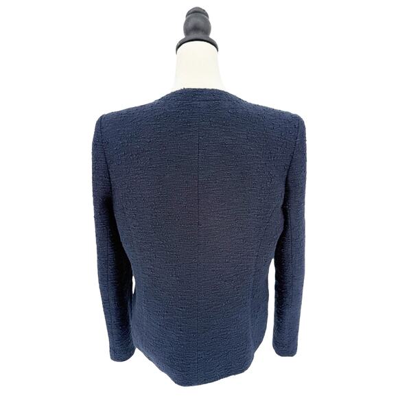 L'agence Effie Jacket Tweed Boucle Blazer in Midnight Navy Blue Size 8 Large - Picture 8 of 10